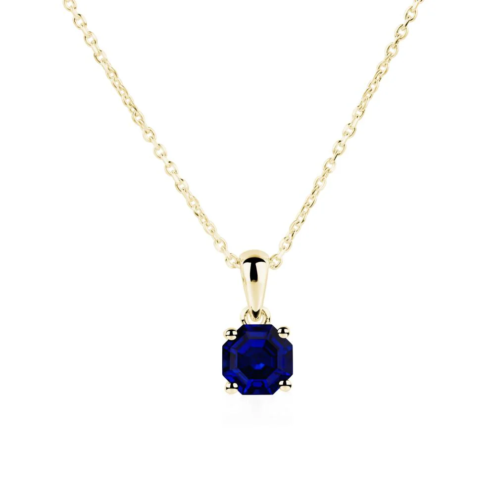 Octagon Sapphire Solitaire Necklace - Image 8