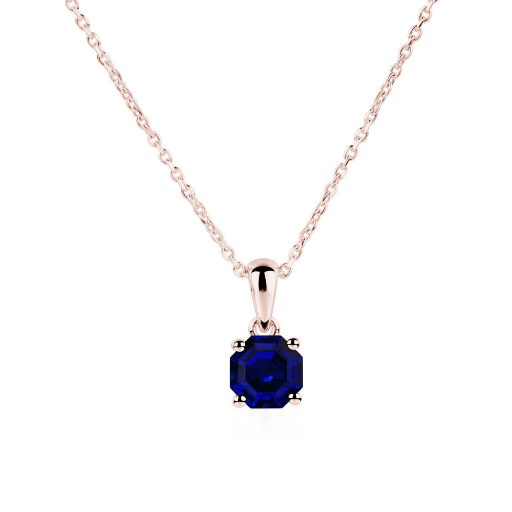 Octagon Sapphire Solitaire Necklace - Image 9