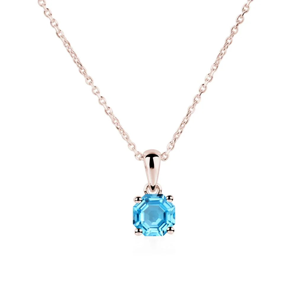 Octagon Swiss Blue Topaz Solitaire Necklace - Image 5