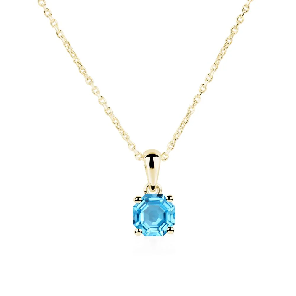 Octagon Swiss Blue Topaz Solitaire Necklace - Image 8
