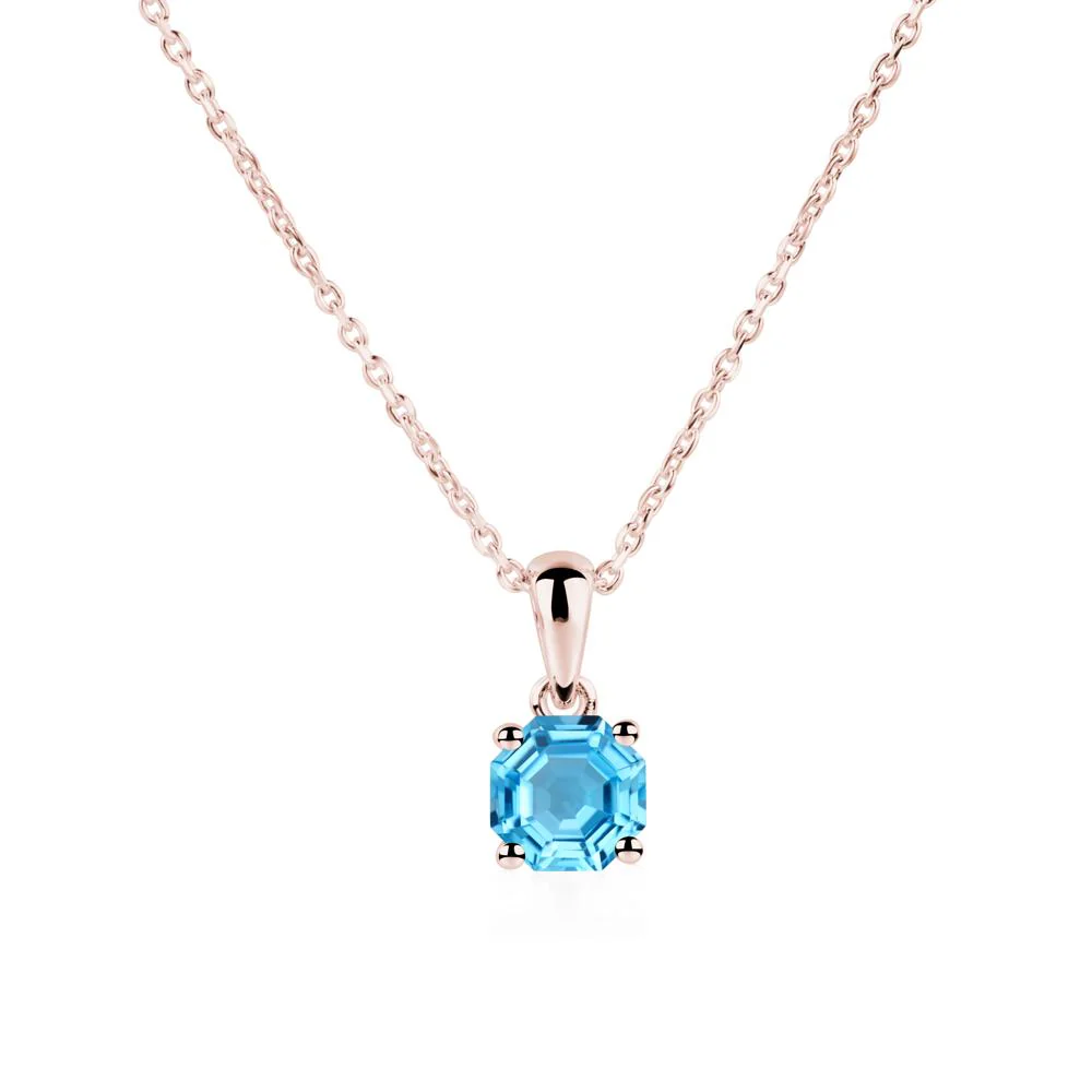 Octagon Swiss Blue Topaz Solitaire Necklace - Image 9