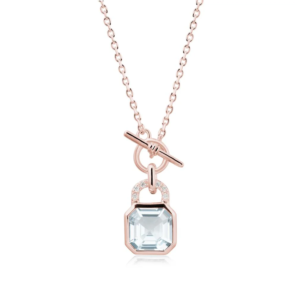 Openable Lock Aquamarine Pendant Necklace - Image 5
