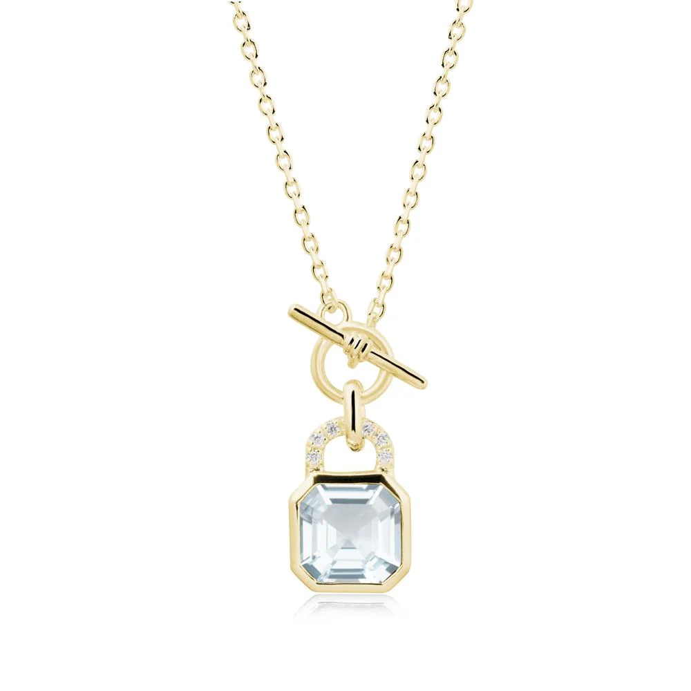 Openable Lock Aquamarine Pendant Necklace - Image 7