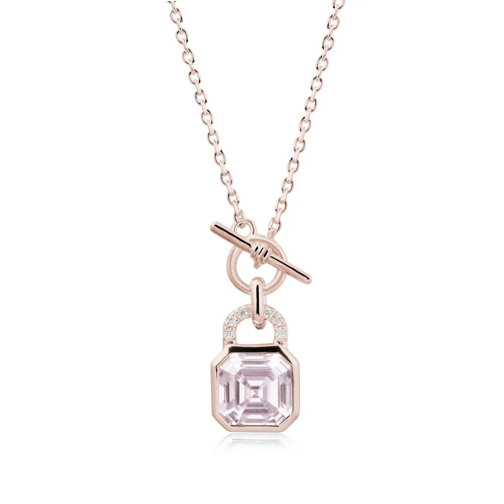 Openable Lock Pink Cubic Zirconia Pendant Necklace - Image 2