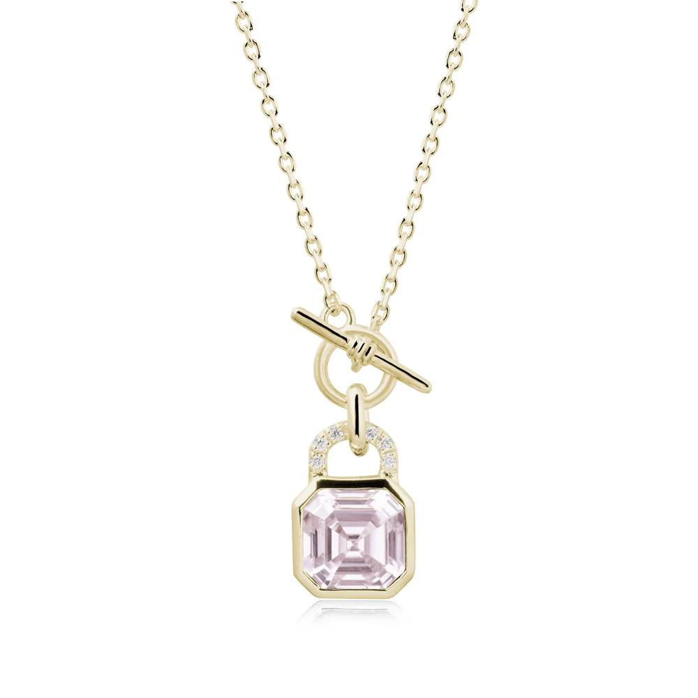 Openable Lock Pink Cubic Zirconia Pendant Necklace - Image 4