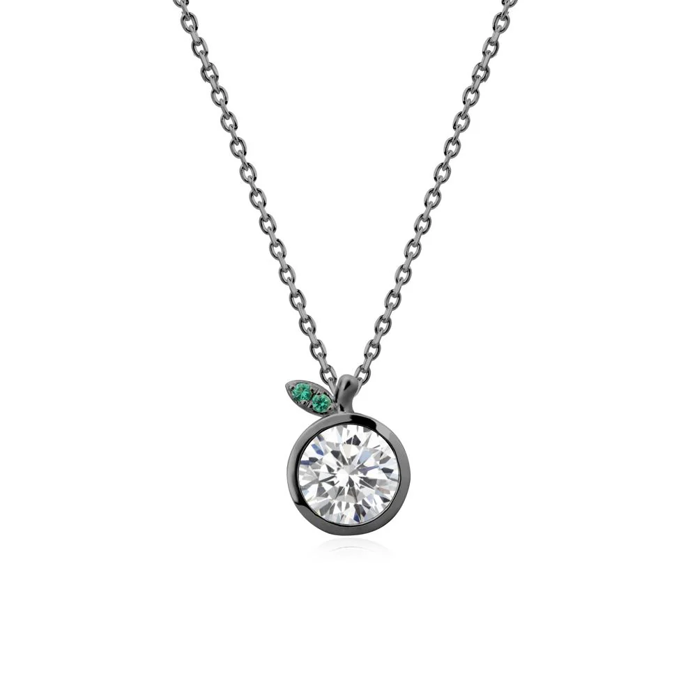 Orange Inspired Bezel Setting Cubic Zirconia and Emerald Necklace