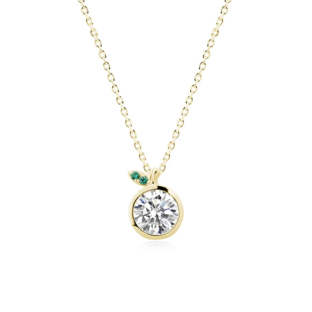 Orange Inspired Bezel Setting Cubic Zirconia and Emerald Necklace - Image 7