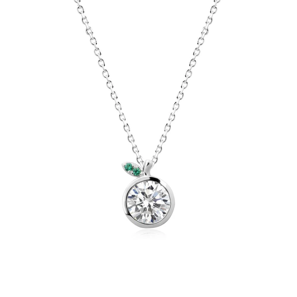 Orange Inspired Bezel Setting Cubic Zirconia and Emerald Necklace - Image 9