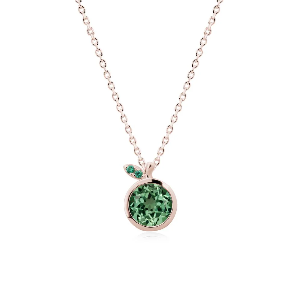 Orange Inspired Bezel Setting Green Sapphire and Emerald Necklace - Image 2