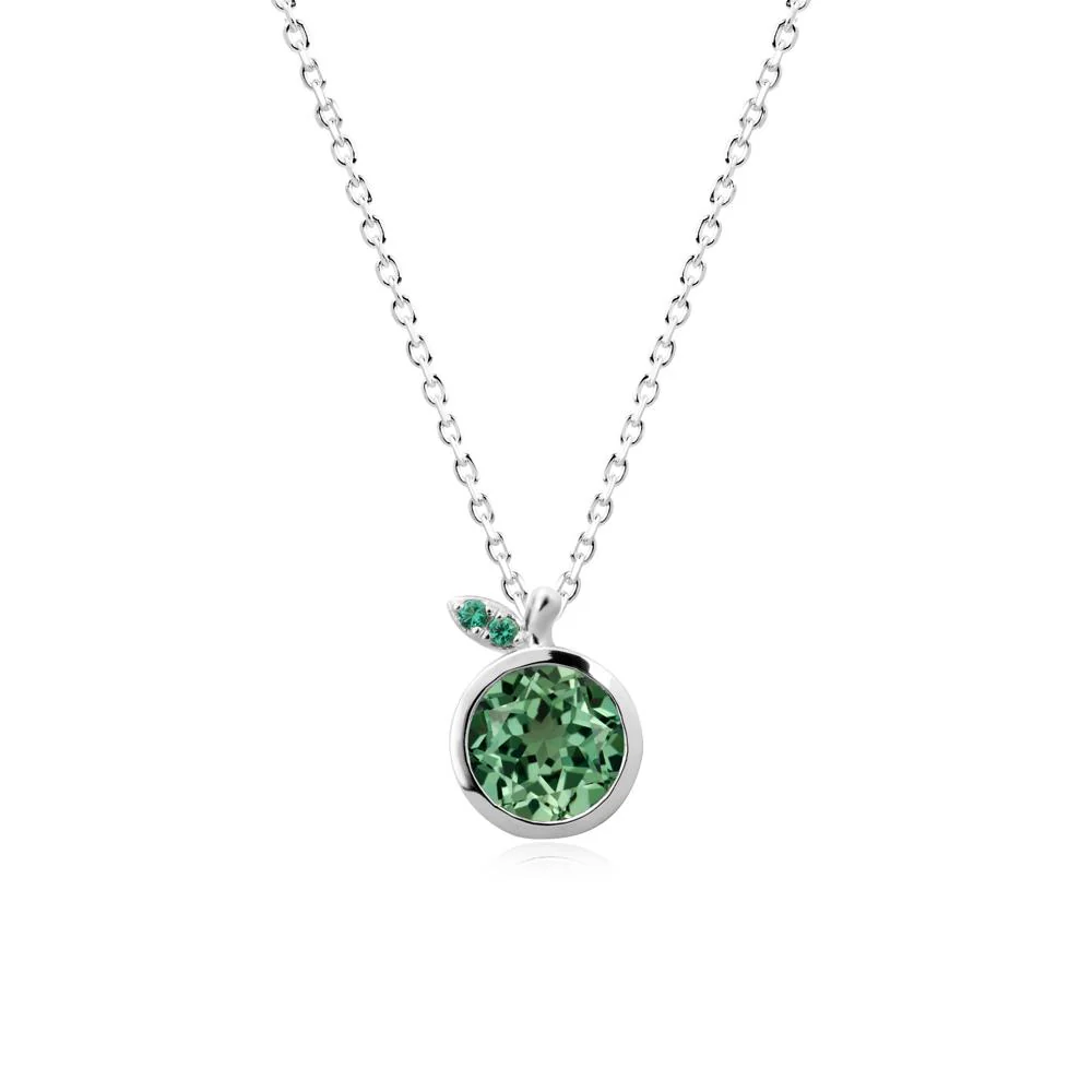 Orange Inspired Bezel Setting Green Sapphire and Emerald Necklace - Image 9