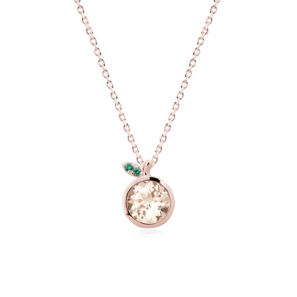 Orange Inspired Bezel Setting Morganite and Emerald Necklace - Image 5