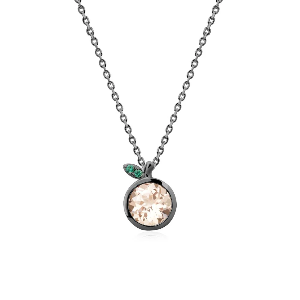 Orange Inspired Bezel Setting Morganite and Emerald Necklace - Image 8