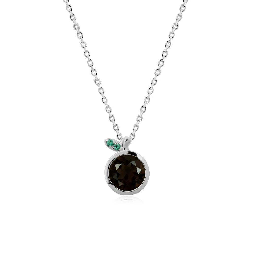 Orange Inspired Bezel Setting Smoky Quartz and Emerald Necklace - Image 8