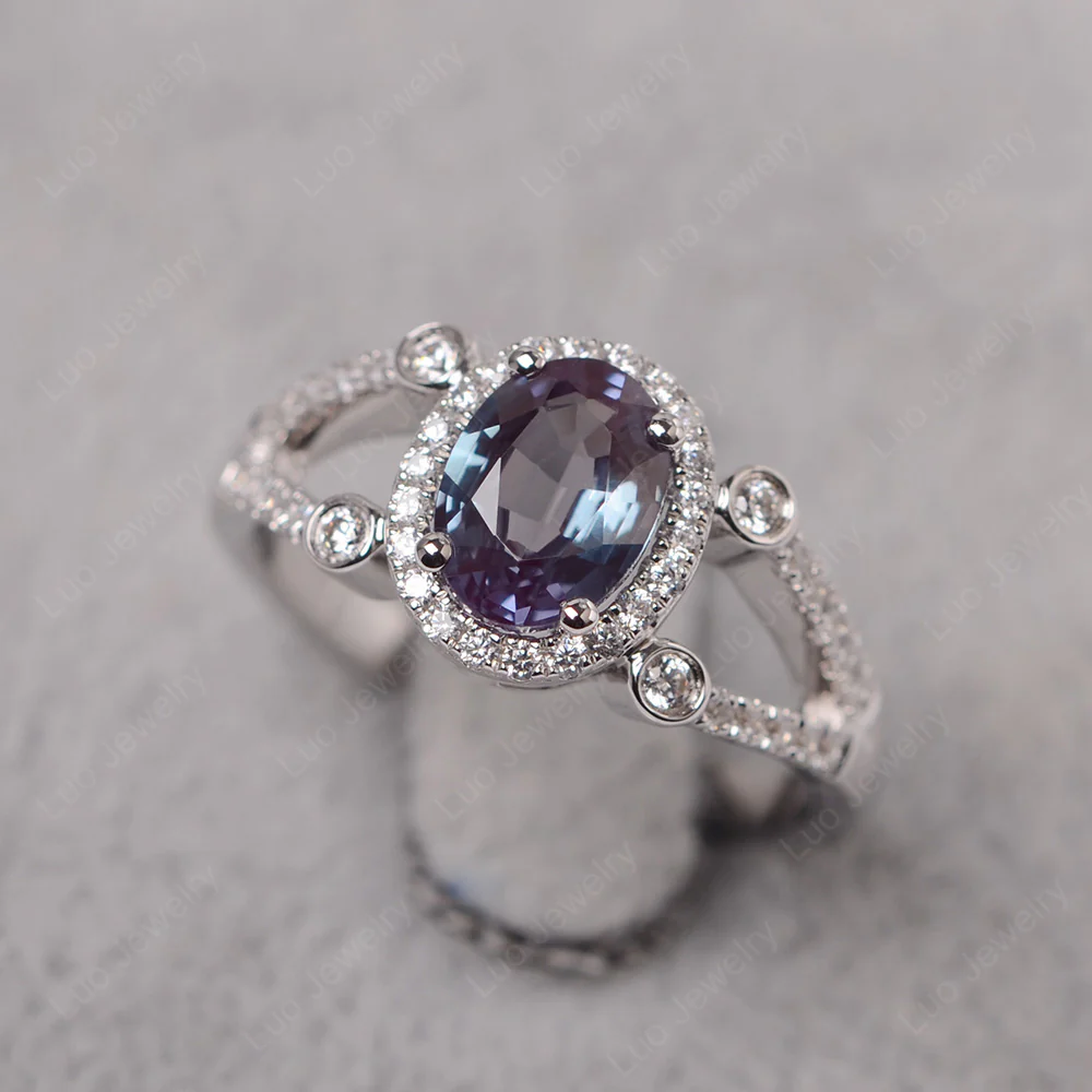 Oval Alexandrite Split Shank Engagement Ring