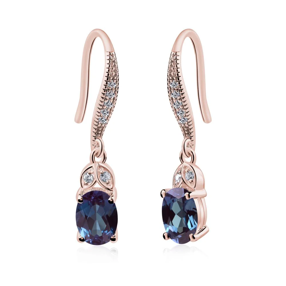 Oval Alexandrite Dangling Earrings - Image 3