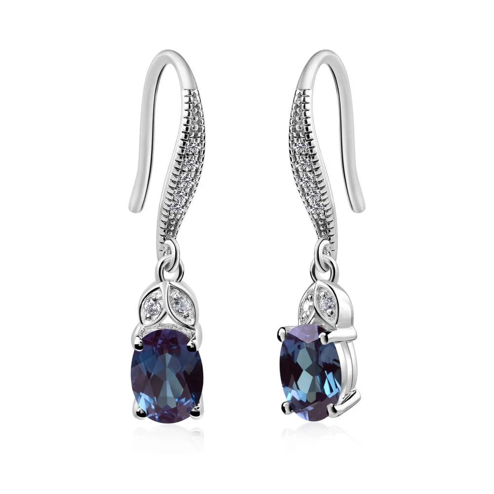 Oval Alexandrite Dangling Earrings - Image 5