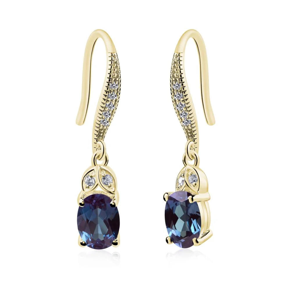 Oval Alexandrite Dangling Earrings - Image 7