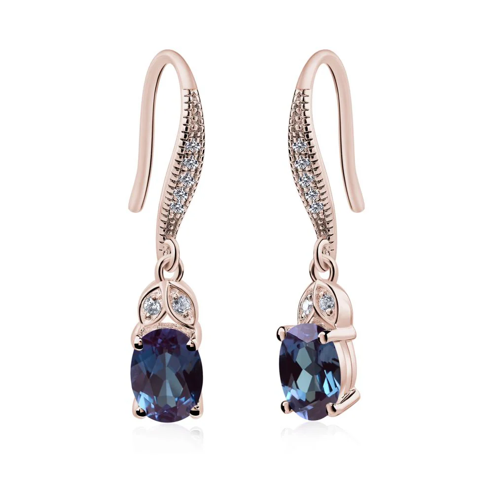 Oval Alexandrite Dangling Earrings - Image 9