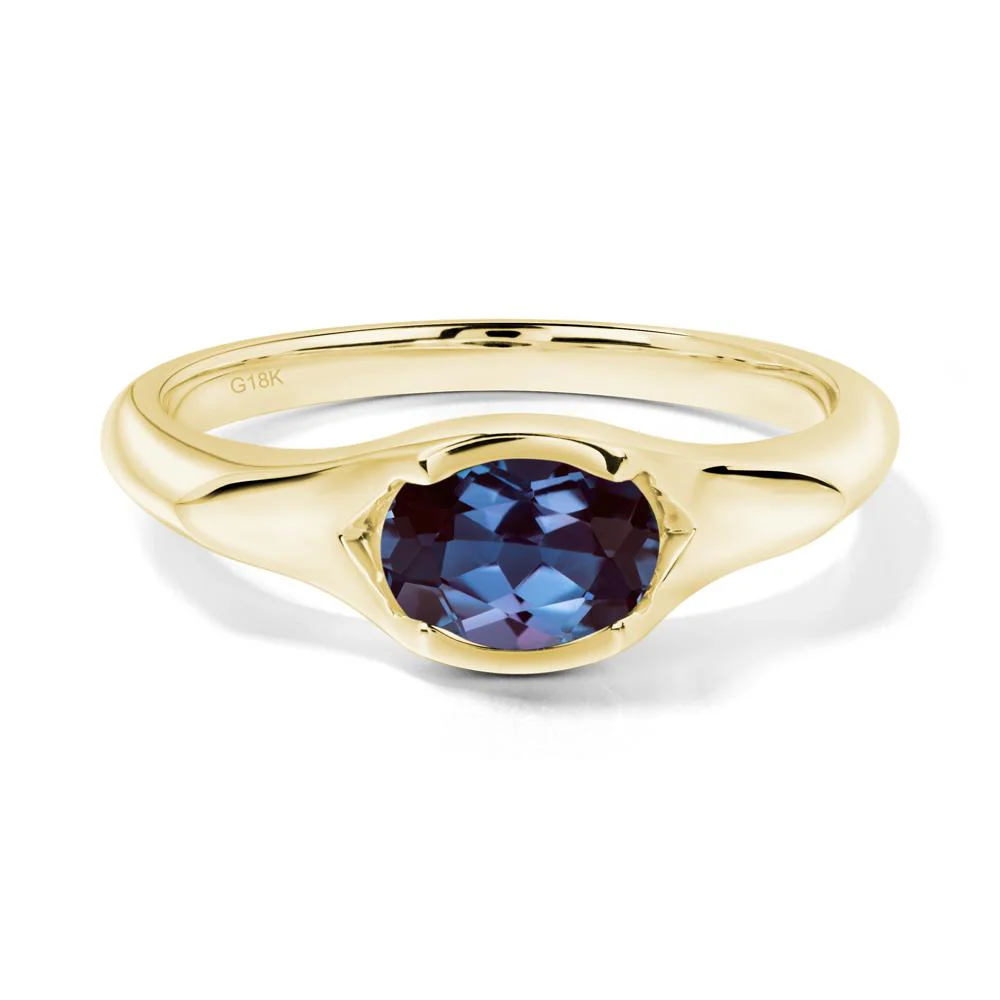 Oval Alexandrite East West Bezel Set Ring - Image 4