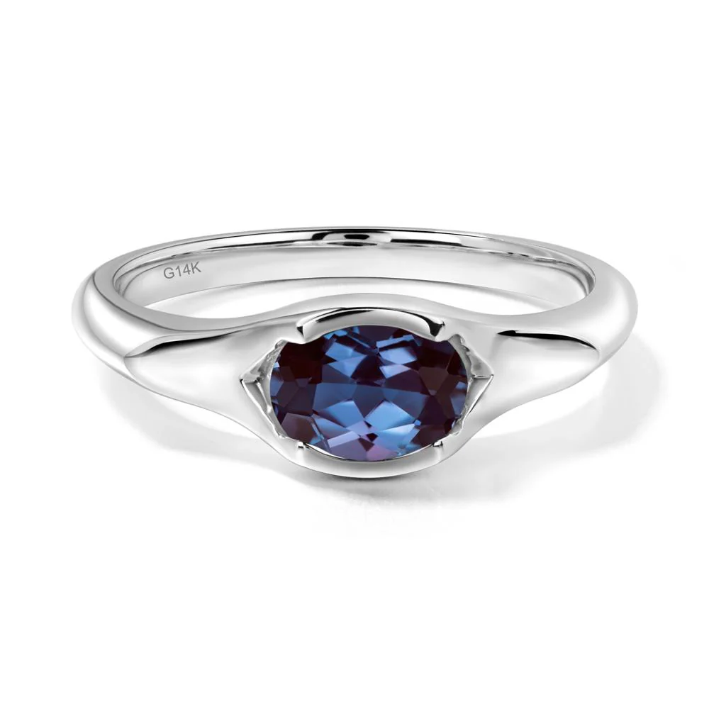 Oval Alexandrite East West Bezel Set Ring - Image 7