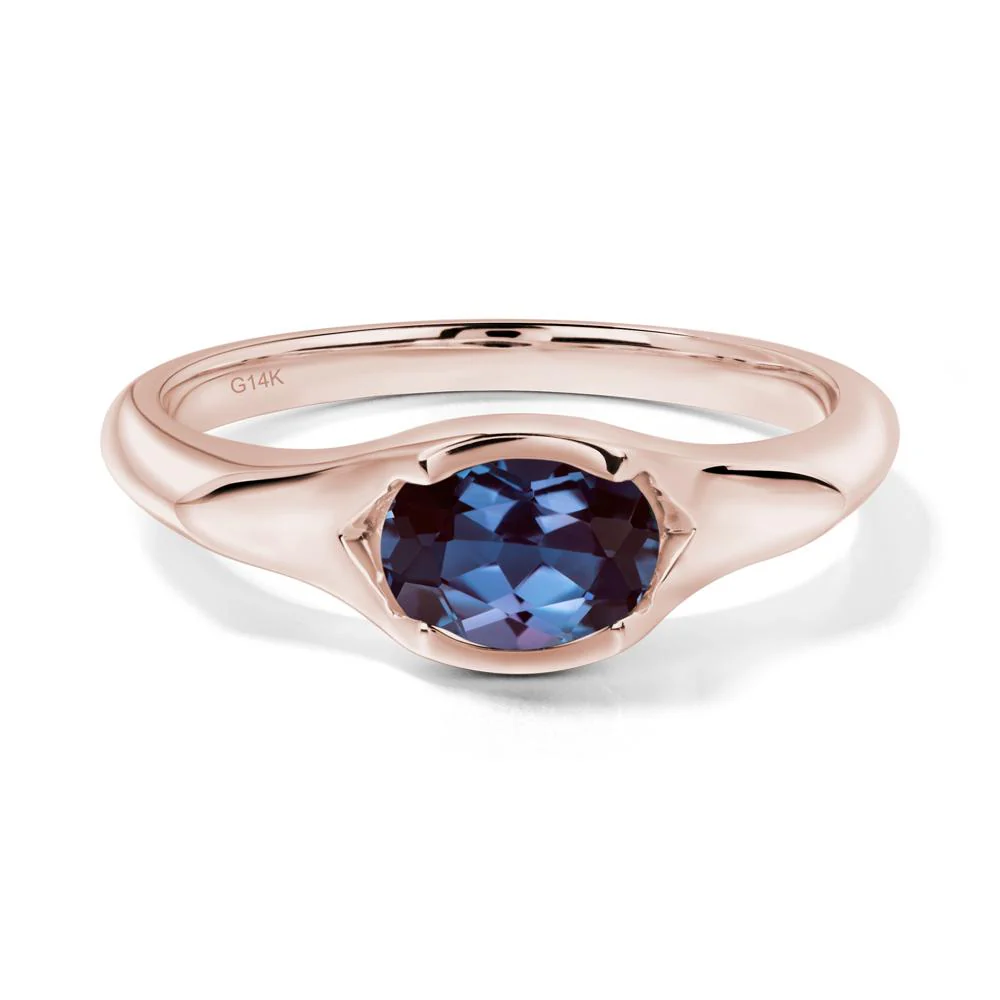 Oval Alexandrite East West Bezel Set Ring - Image 9