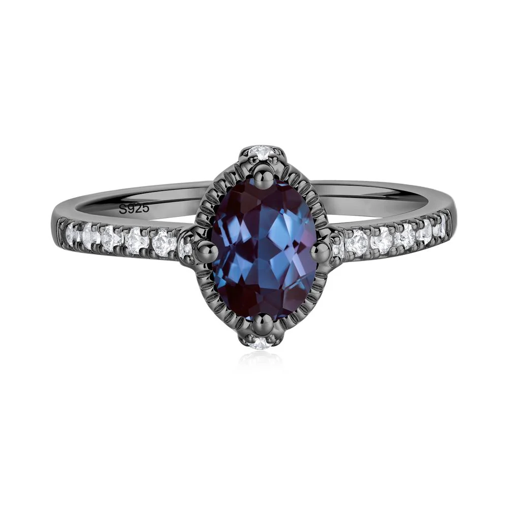 Oval Alexandrite Milgrain Halo Ring - Image 8