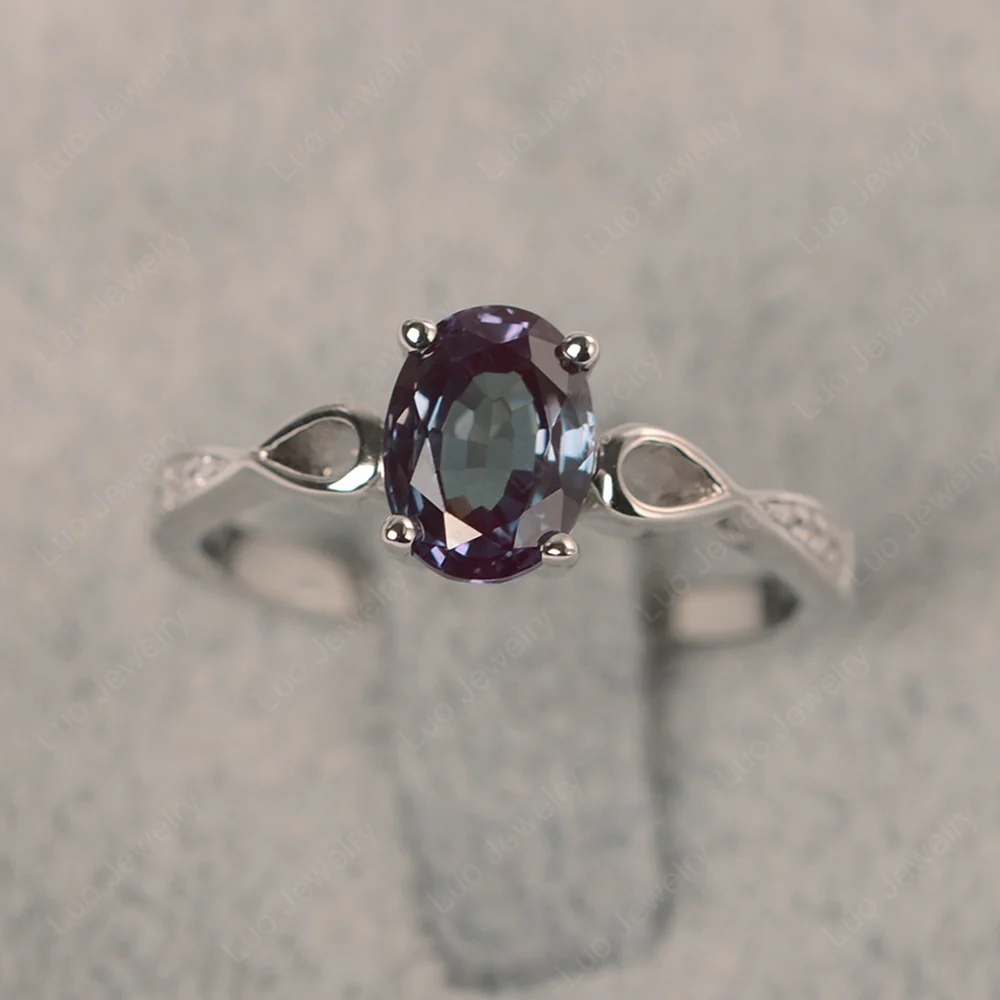 Oval Alexandrite Delicate Engagement Ring