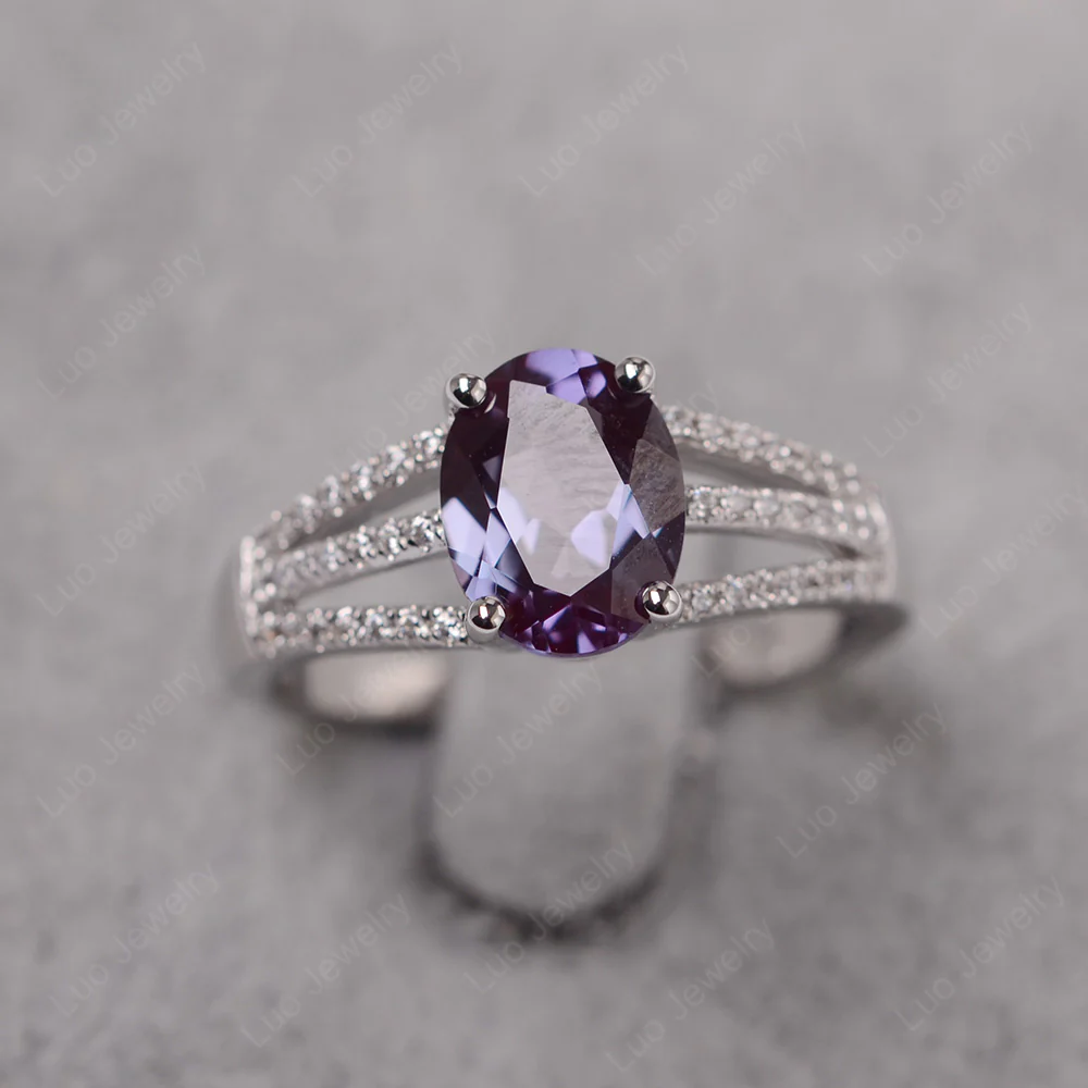 Alexandrite Triple Split Shank Ring