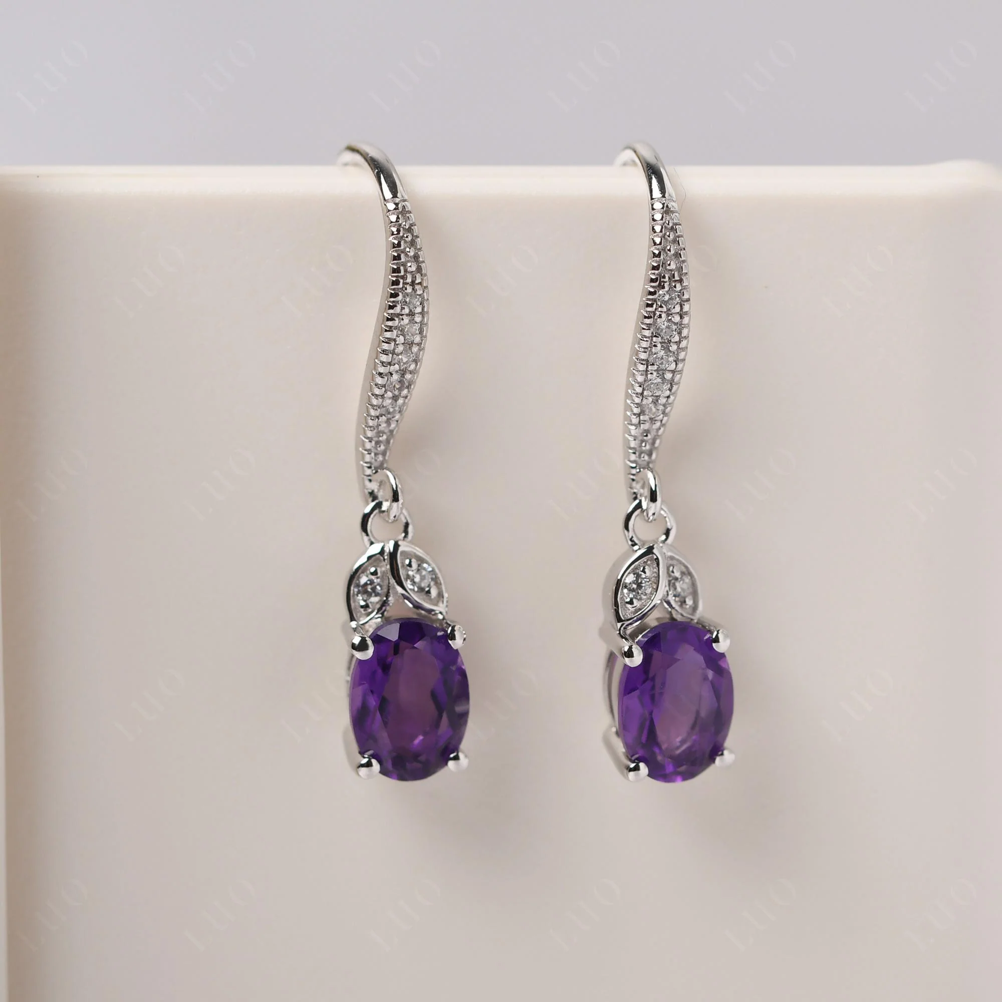 Oval Amethyst Dangling Earrings - Image 10