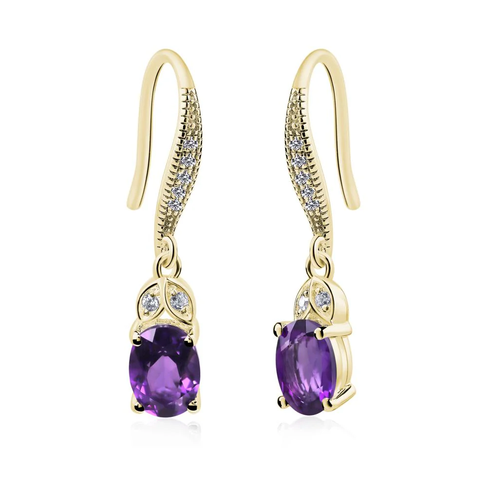 Oval Amethyst Dangling Earrings - Image 4