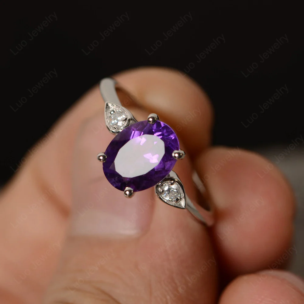 Oval Shaped Amethyst Engagement Ring