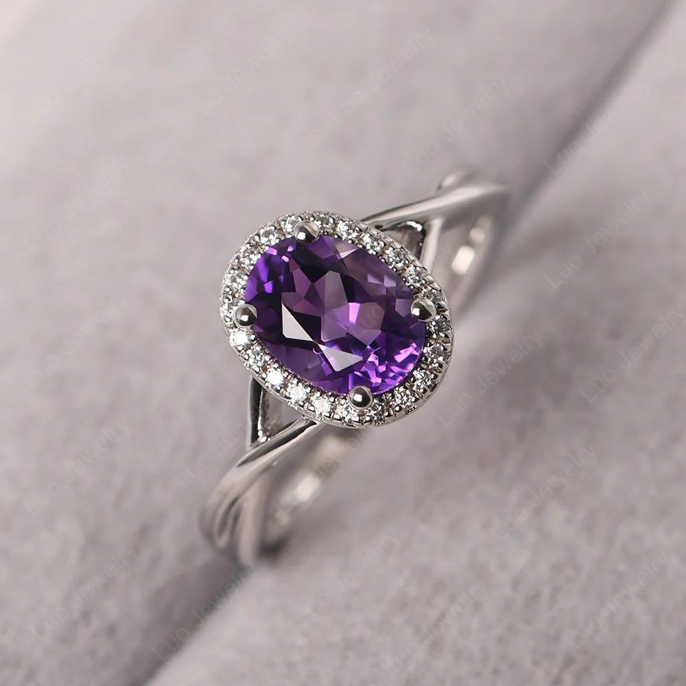 Amethyst Oval Halo Ring