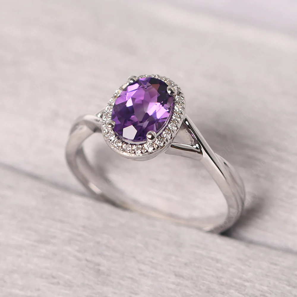 Amethyst Oval Halo Ring - Image 2