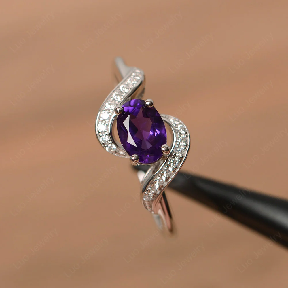 Oval Amethyst East West Engagement Ring - Image 2