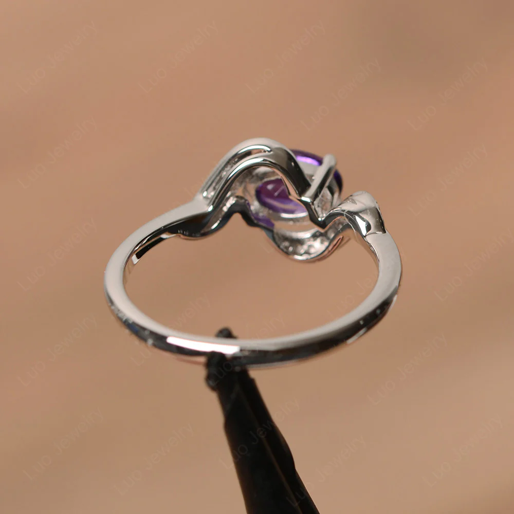 Oval Amethyst East West Engagement Ring - Image 3