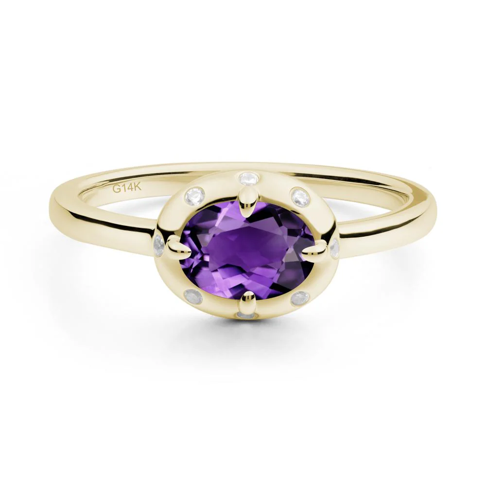 Oval Amethyst Ring with Faux-Bezel Setting