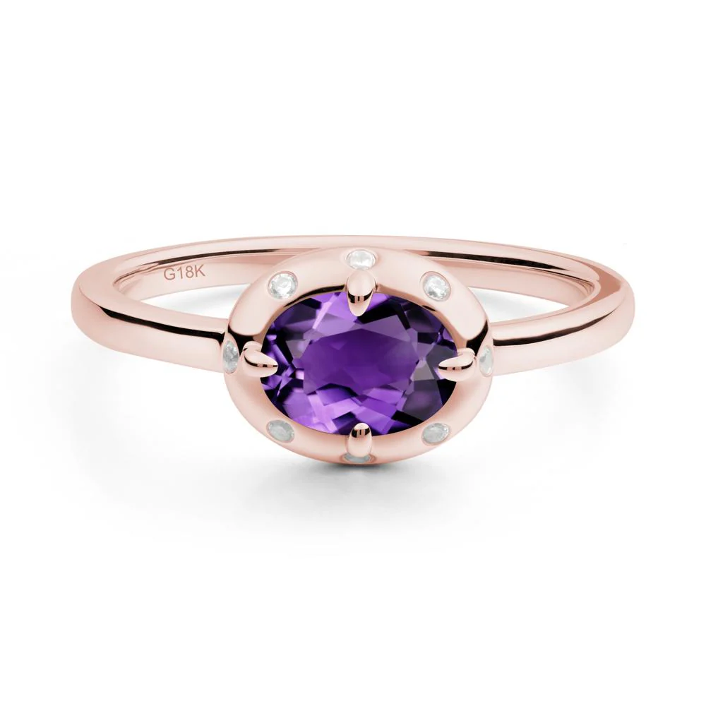 Oval Amethyst Ring with Faux-Bezel Setting - Image 2