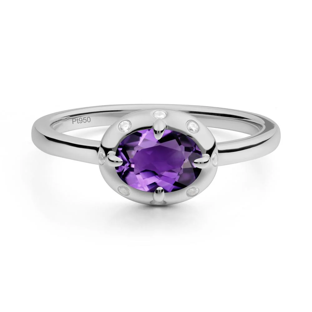 Oval Amethyst Ring with Faux-Bezel Setting - Image 3