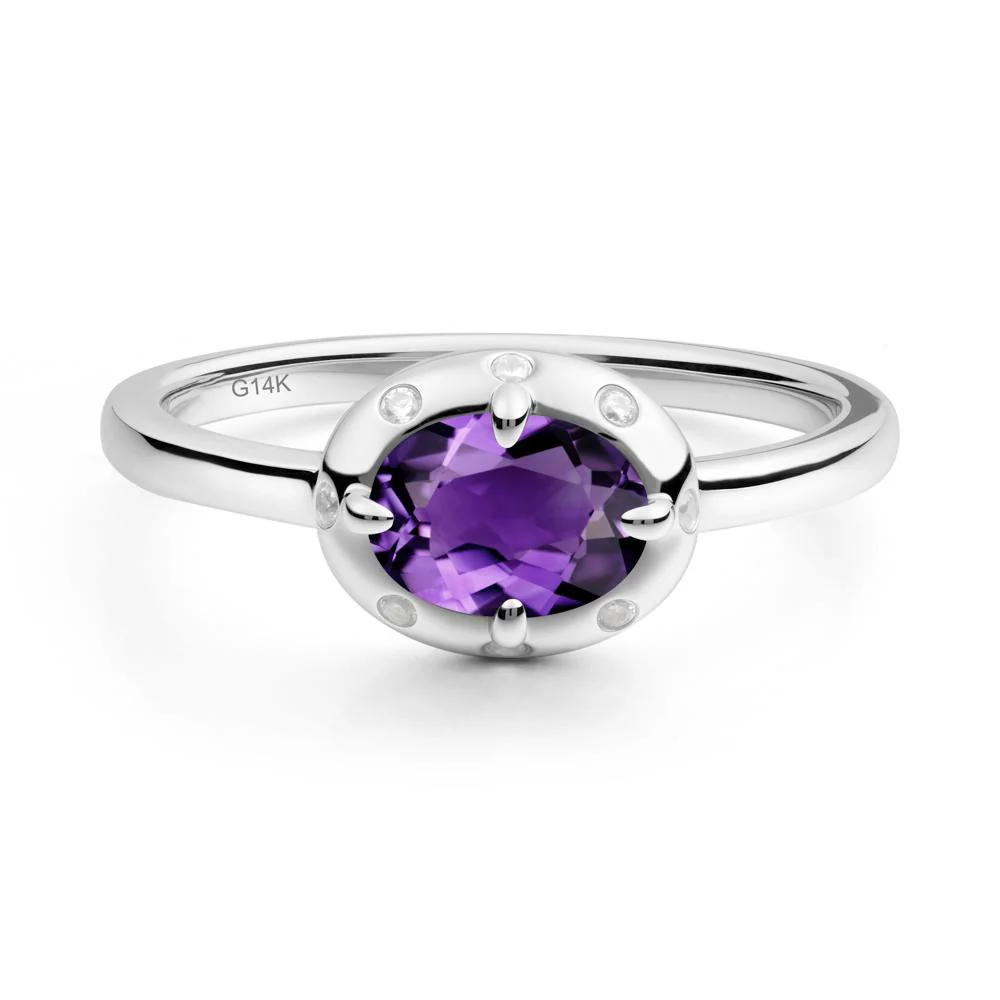 Oval Amethyst Ring with Faux-Bezel Setting - Image 5