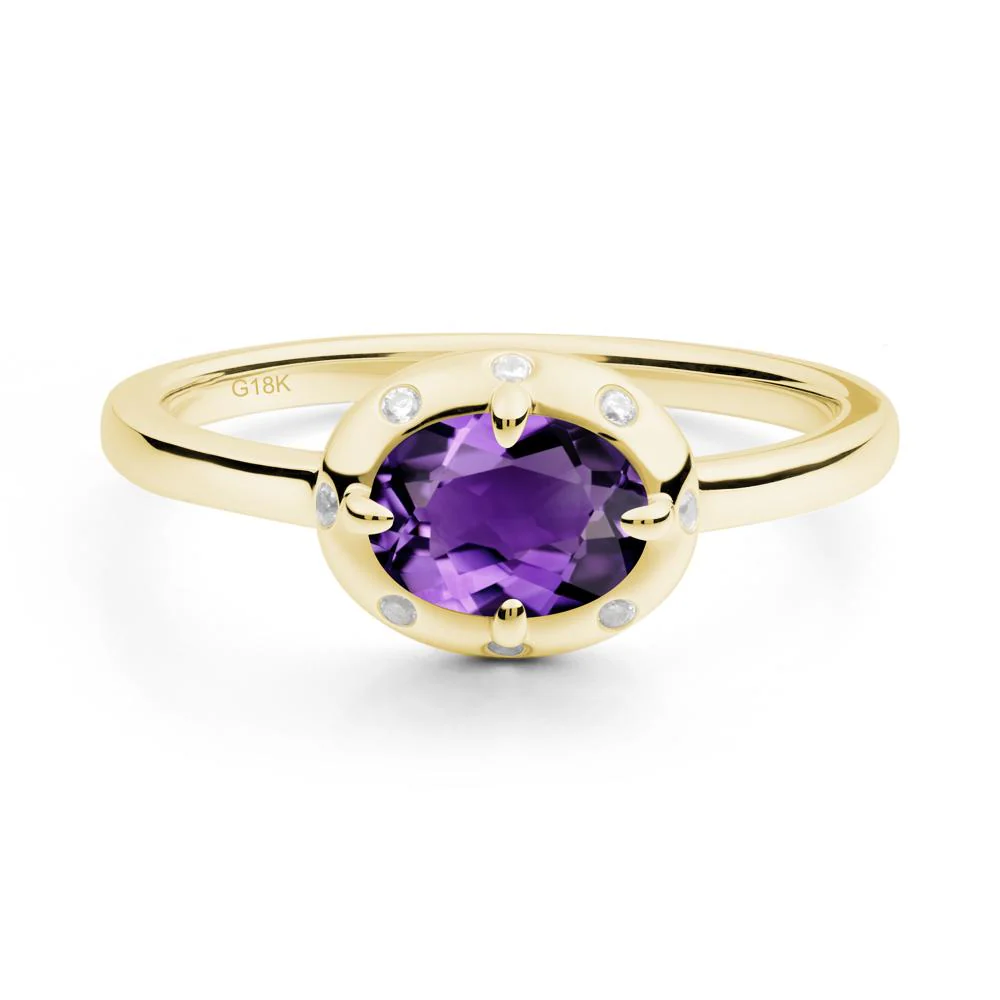 Oval Amethyst Ring with Faux-Bezel Setting - Image 6