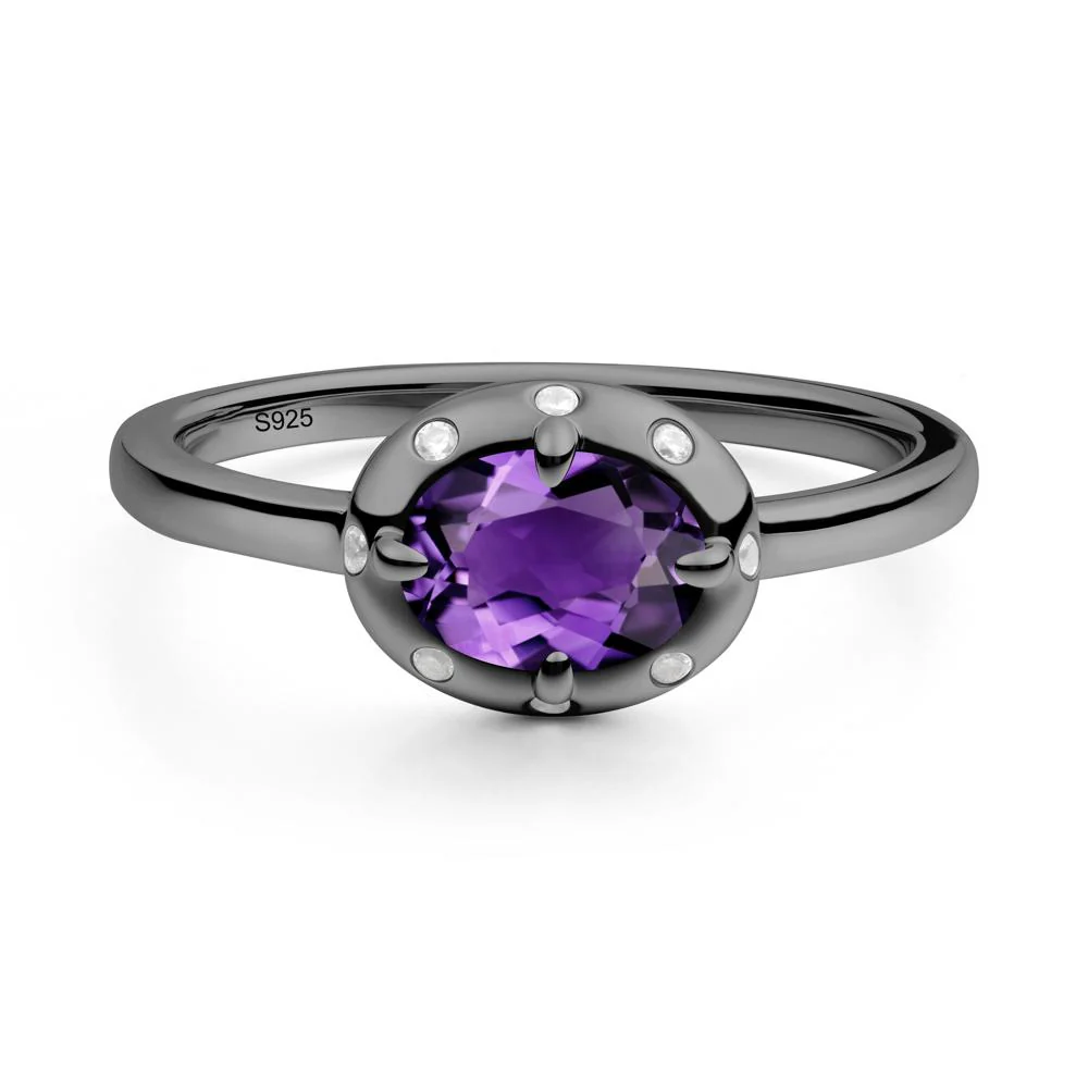 Oval Amethyst Ring with Faux-Bezel Setting - Image 8