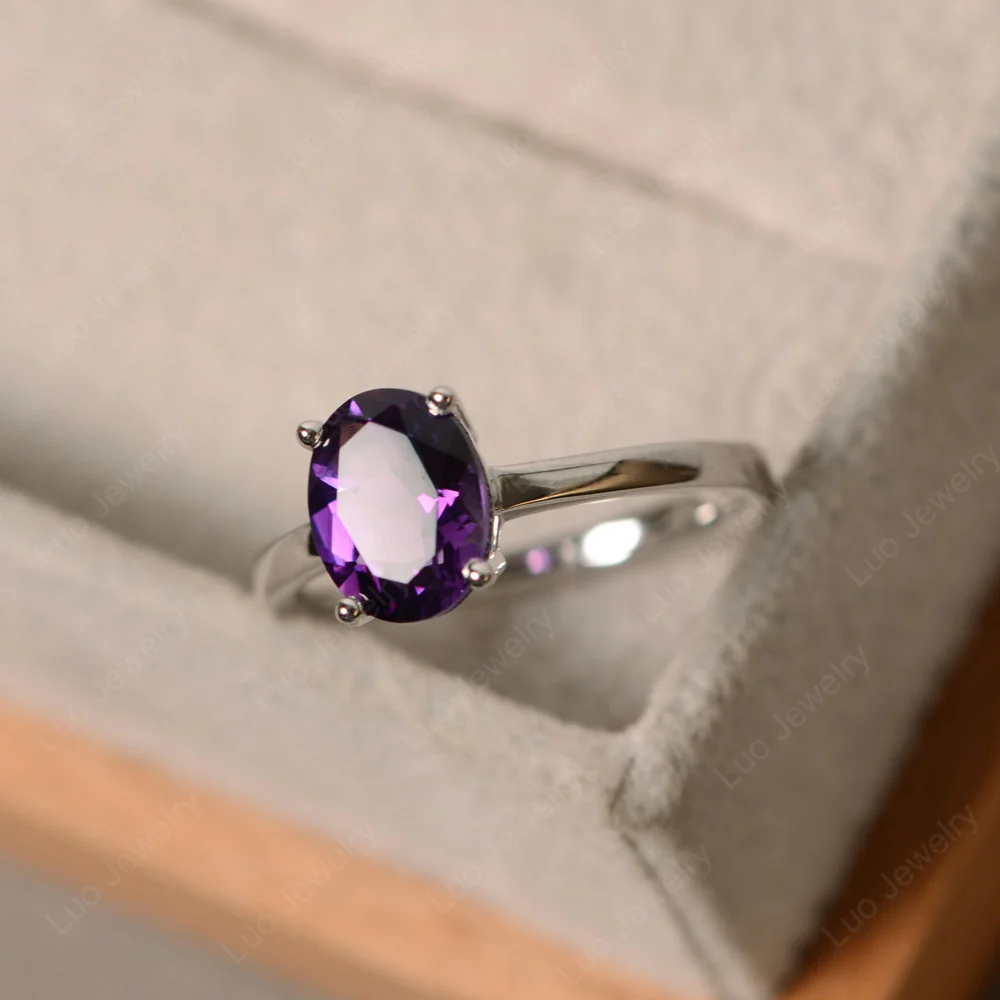 Amethyst Oval Solitaire Ring - Image 2