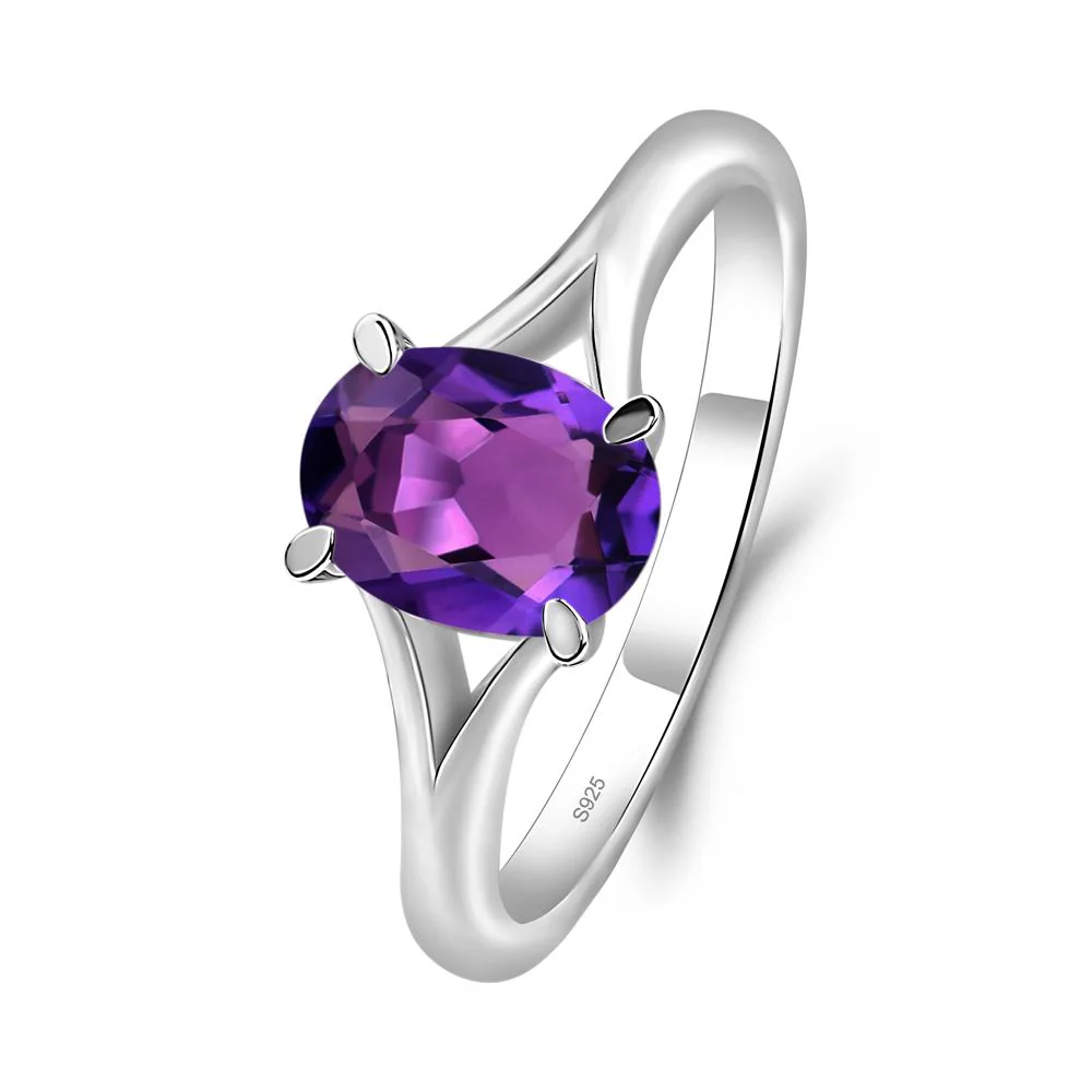 Amethyst Split Shank Ring - Image 8
