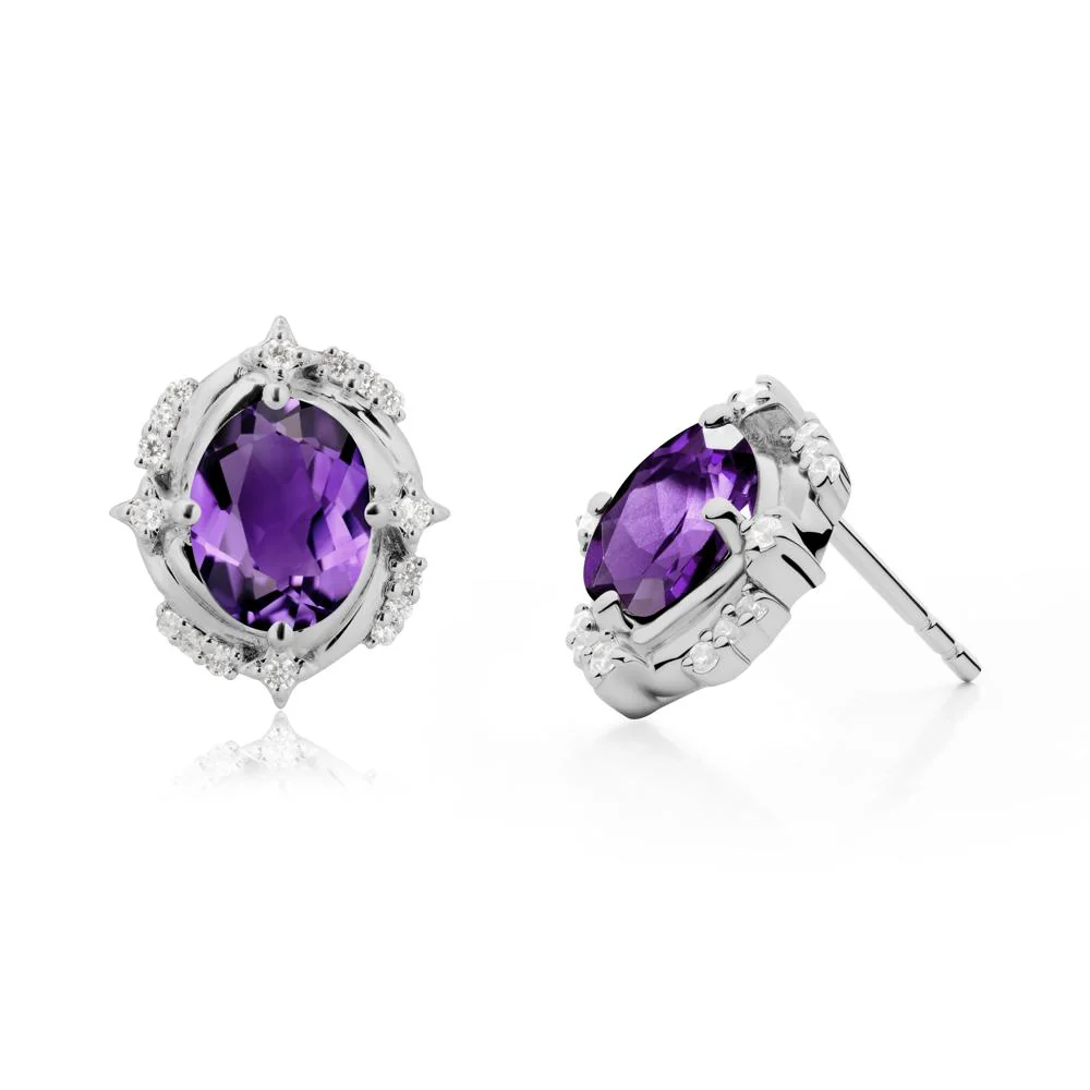 Oval Amethyst Stud Earrings