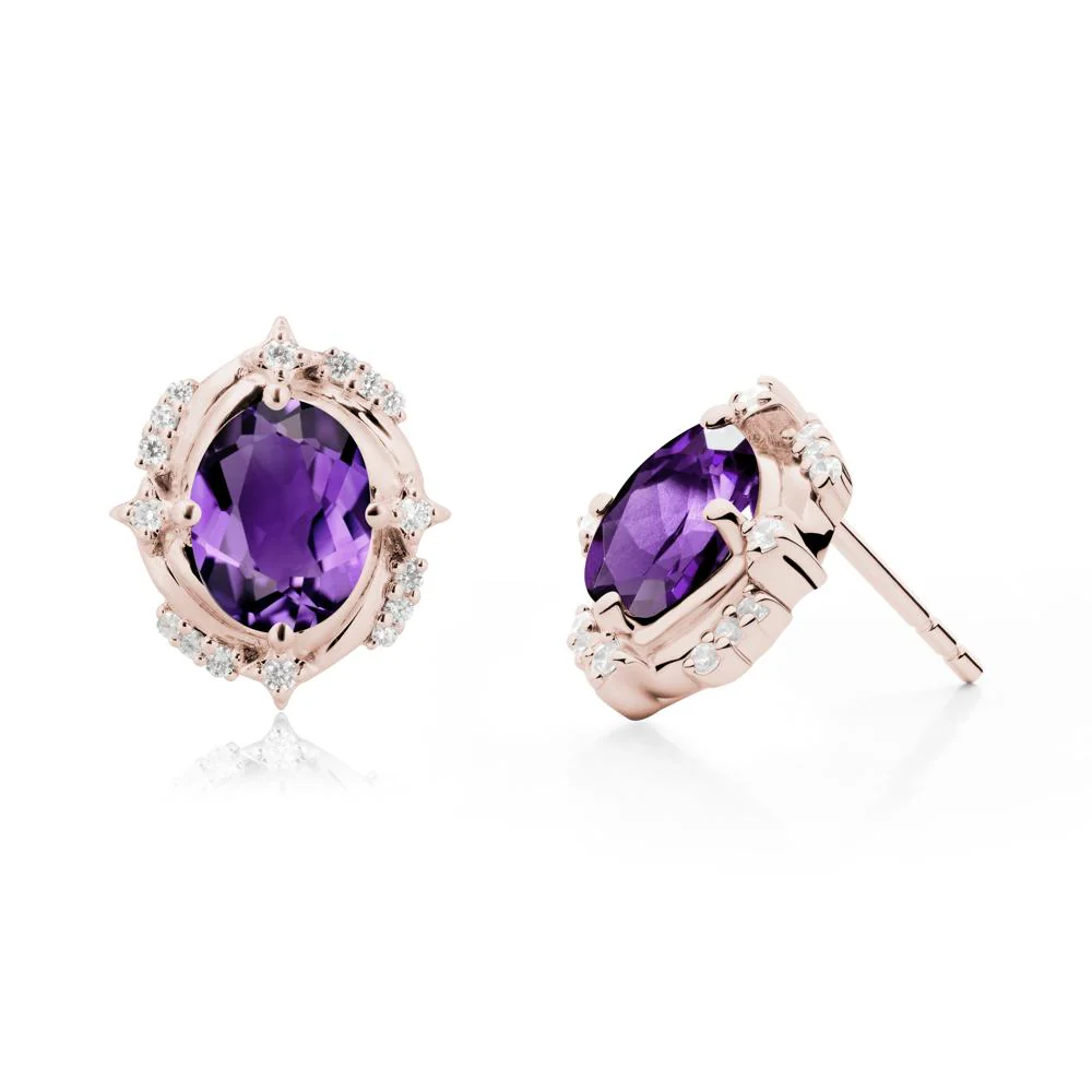 Oval Amethyst Stud Earrings - Image 2