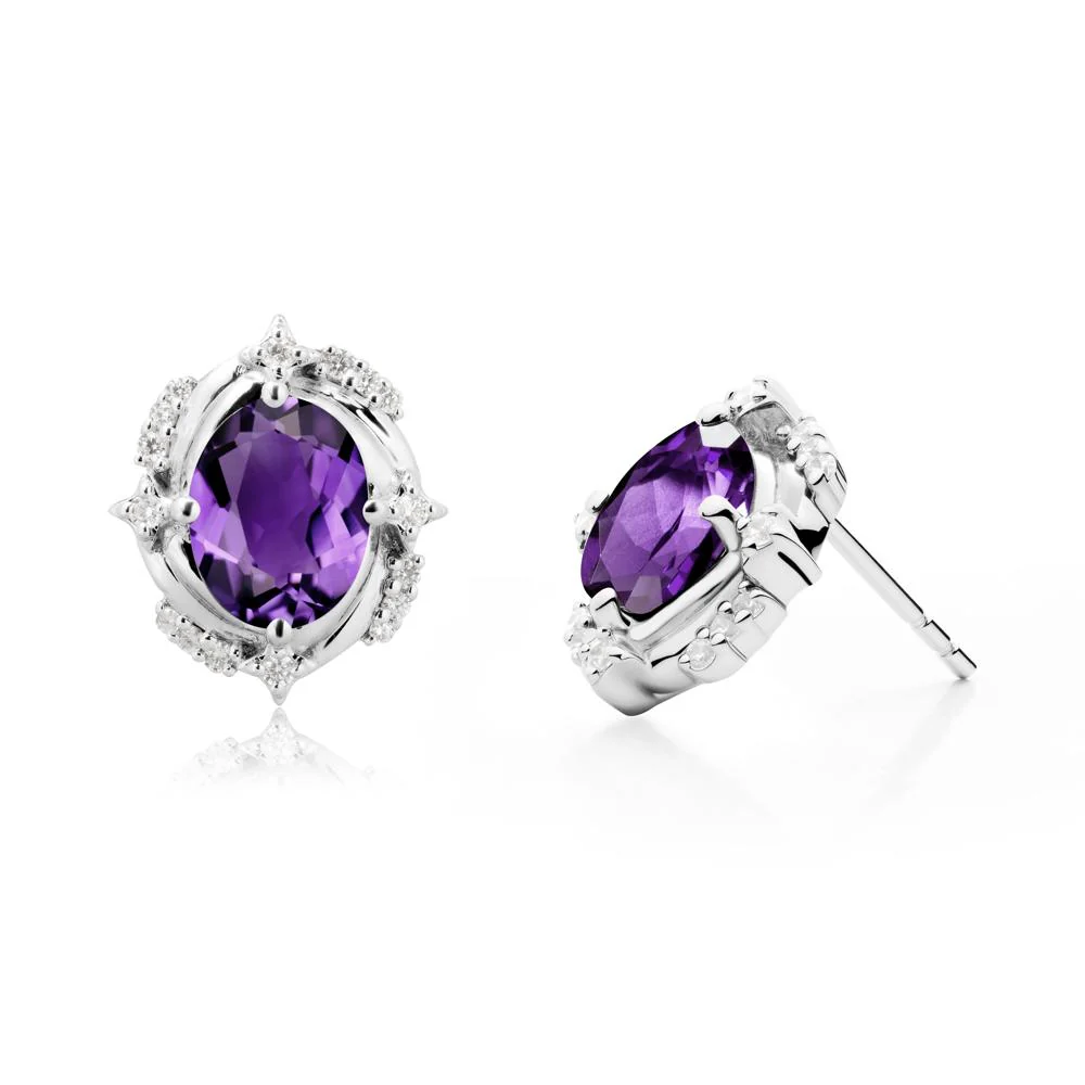 Oval Amethyst Stud Earrings - Image 8