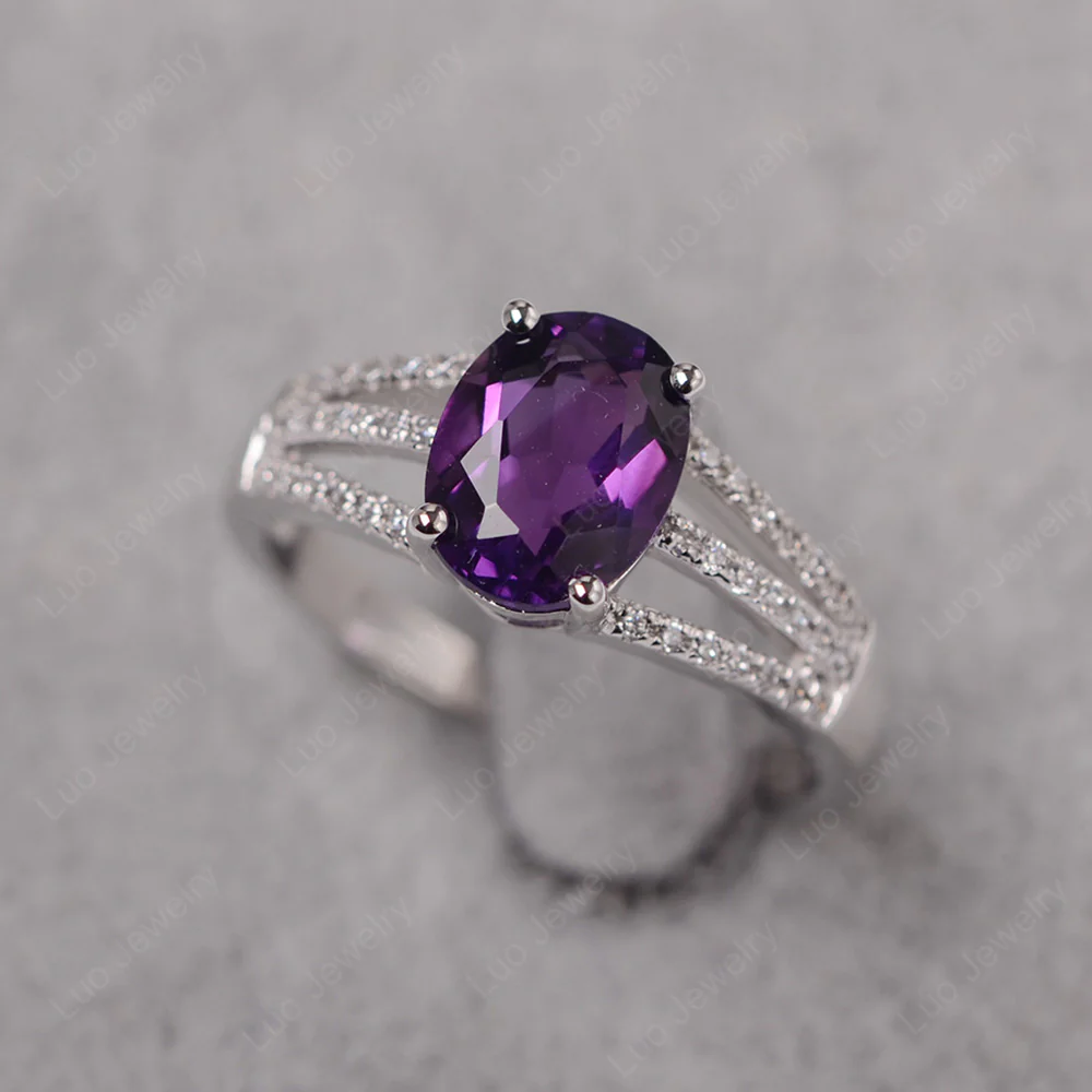Amethyst Triple Split Shank Ring