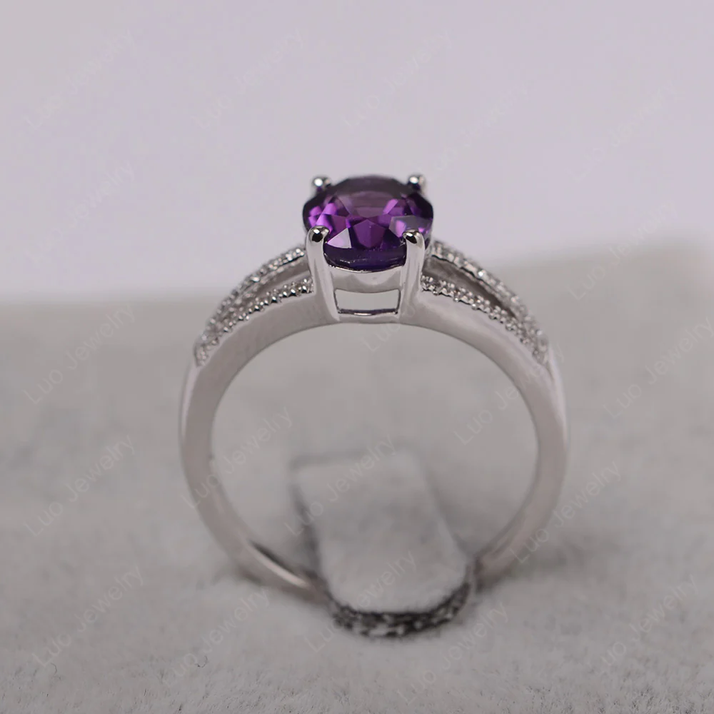 Amethyst Triple Split Shank Ring - Image 3