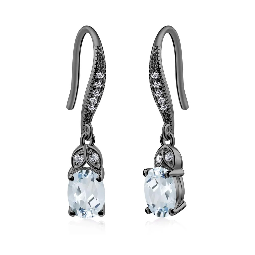 Oval Aquamarine Dangling Earrings - Image 3