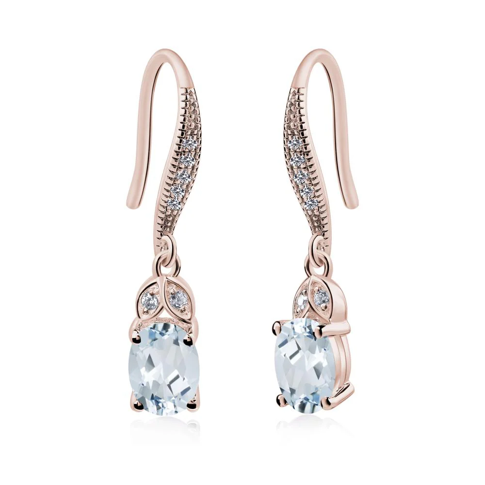 Oval Aquamarine Dangling Earrings - Image 6
